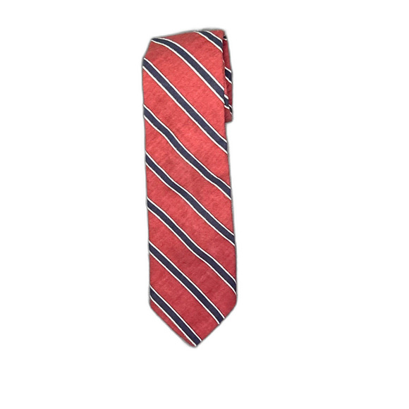 Vintage Chaps by Ralph Lauren Red Striped Tie - 100% Cotton - Picture 1 of 4